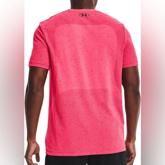 Under Armour Men’s Pink Seamless Fitted Breathable Short Sleeve Tee - Picture 2 of 8